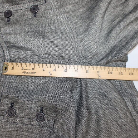 Max Studio Pant $118 Sz 14 x 34 Black White Button Front 100% Linen Pant - Picture 15 of 16